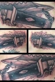 European thiab American dagger saw tattoo qauv
