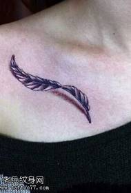Clavicle feather tattoo maitiro