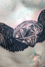 Diamant enorme abdominal amb un enorme model de tatuatge de plomes