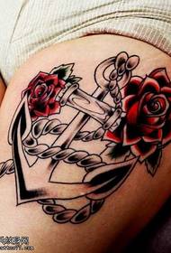 Legs beautiful anchor flower tattoo pattern