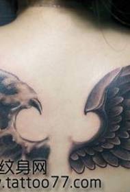 patró de tatuatge d'àngel dimoni a l'esquena