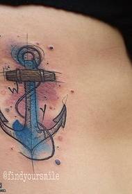 Buik aquarel anker tattoo patroon