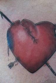 Patrón de tatuaxe de corazón roto realista realista de cor de pernas