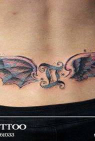 背面に美しい天使と悪魔の翼のタトゥーパターン