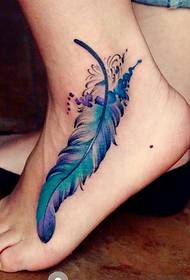 Watercolor feather tattoo pattern on the scorpion
