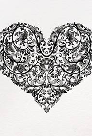 Romantic heart shaped tattoo manuscript artwork set