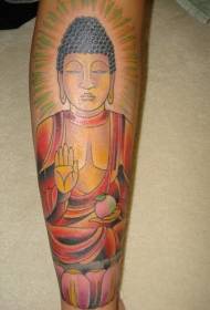Kolora tatuaje de Budho kaj Lotuso