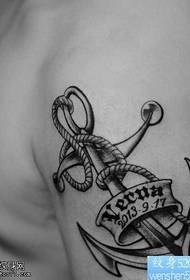 Arm anchor letter tattoo pattern