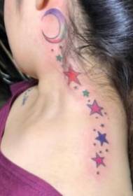 A small bunch of five-pointed star tattoo works