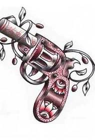 Modello tatuaggio pistola manoscritto