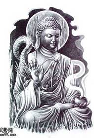 Sora-tanana mainty hoditra tato amin'ny mainty volo fotsy mainty Buddha