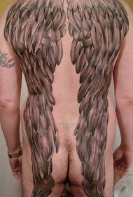 Popular patró de tatuatge d’ales amb respatller complet i guapo popular
