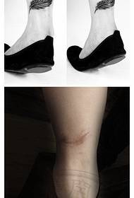 gambe della ragazza bellissimo modello classico tatuaggio piuma