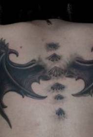 dēmona spārnu tetovējuma shēma aizmugurē esošajai supergovij