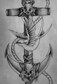 Nhema grey sketch yekugadzira navy mhepo ine ngarava anchor tattoo pikicha