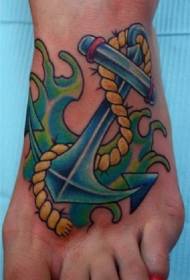 Fotfärg traditionella ankare tatuering mönster