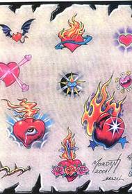et sett med kjærlighet flamme vinger tatoveringsmønster (tatovering)