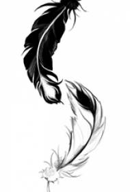 Crno siva skica točka trn vještina kreativni klasični književni prelijepi perje yin i yang tetovaža rukopis