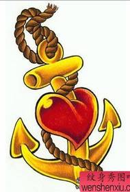 Love Tattoo- ի նախշերով. Colorful Love Iron Anchor Tattoo- ի նախշը