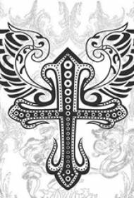 Esquema de negro negro, creativo, delicado, patrón de tatuaje de cruz