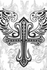 Manoscritto classico per tatuaggio croce disegno classico delicato nero grigio schizzo