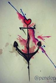 Petit tatuatge de tinta fresca ancorada manuscrit del tatuatge del cor