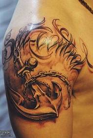 Mfano mkubwa wa tattoo nyeusi ya kijivu cha nanga