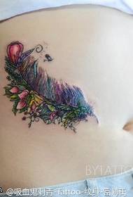 Abdominal klassisk fjäder tatuering mönster