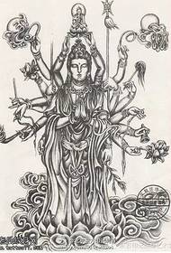 Patrón de tatuaje de manuscrito Guanyin de mil manos