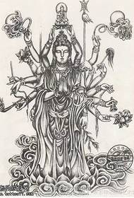 Modello di tatuaggio manoscritto Guanyin a mille mani