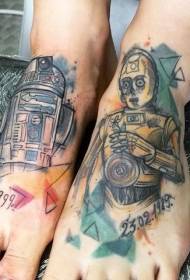 Piedo akvo koloro stelmilito robota tatuaje mastro