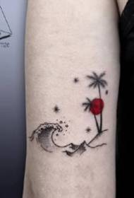 un grupo de pequeños tatuadores del extranjero Patrón de tatuaje de elemento rojo y negro de punto rojo
