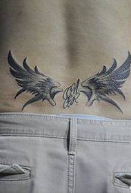 cintura masculina hermoso patrón de tatuaje de alas en blanco y negro