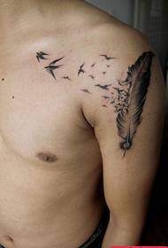 male arm popular na feathered Yan tattoo pattern