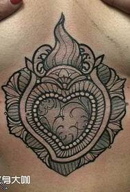 Crni sivi uzorak za tetovažu srca