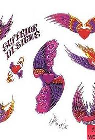Tetoválás minta: Színes szerelem szárnyakkal Tetoválás minta tetoválás kép
