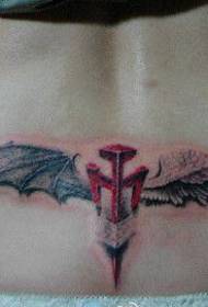 chica cintura ángel demonio alas tatuaje patrón