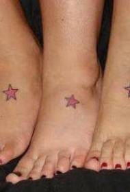 Foot color brothers five-pointed star tattoo pattern