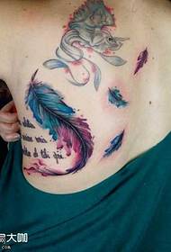 Modello tatuaggio piuma di colore posteriore