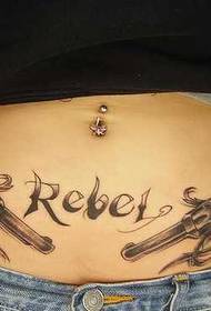 Ŝablono de tatuaje de abdomena pistolo