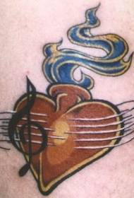 Rameno farby hudby srdce a plameň tetovanie obrázok