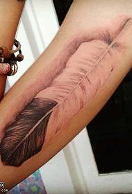 arm vakkert tofarget tatoveringsmønster med fjær