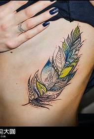 Waist Color Feather Tattoo pattern