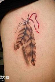 Leg feather tattoo pattern