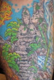 Barvni vzorec tatoo za kiparstvo gozda