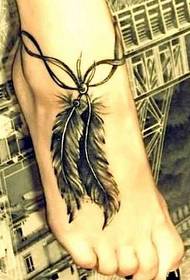 Foot feather tattoo pattern