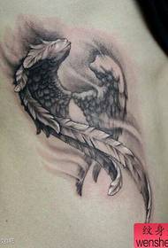 waist beautiful black ash Wing tattoo pattern