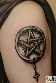 Cwm pwm 3D pentagram tattoo qauv