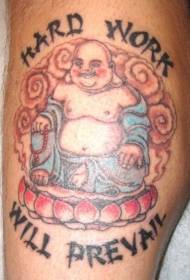 nāc uz Budas un angļu alfabēta tetovējuma modeli