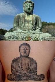 Powrót do realistycznego obrazu tatuażu posągu Buddy